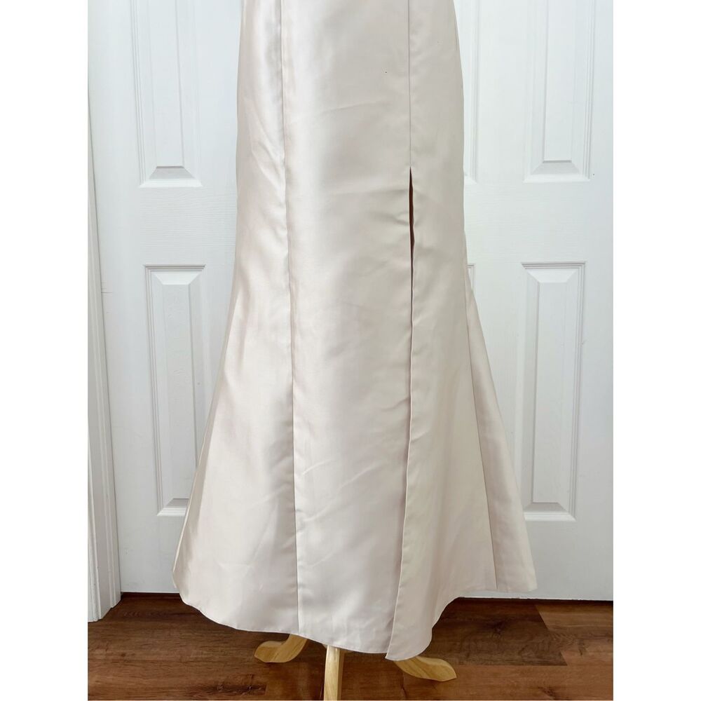 ALFRED SUNG Ivory Off-Shoulder Satin Maxi Dress - Picture 2 of 8